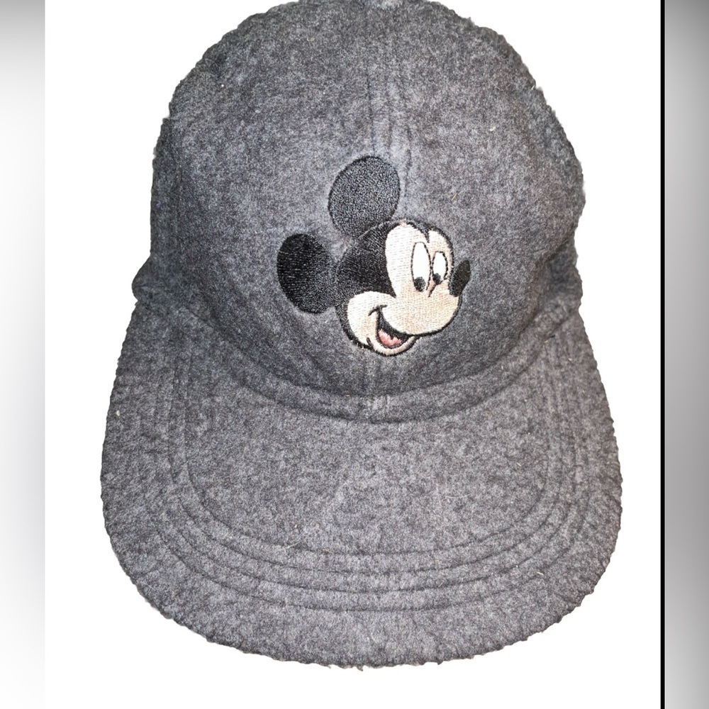 Gray Embroidered Mickey Mouse Fleece Trapper Hat Vintage Mickey Unlimited